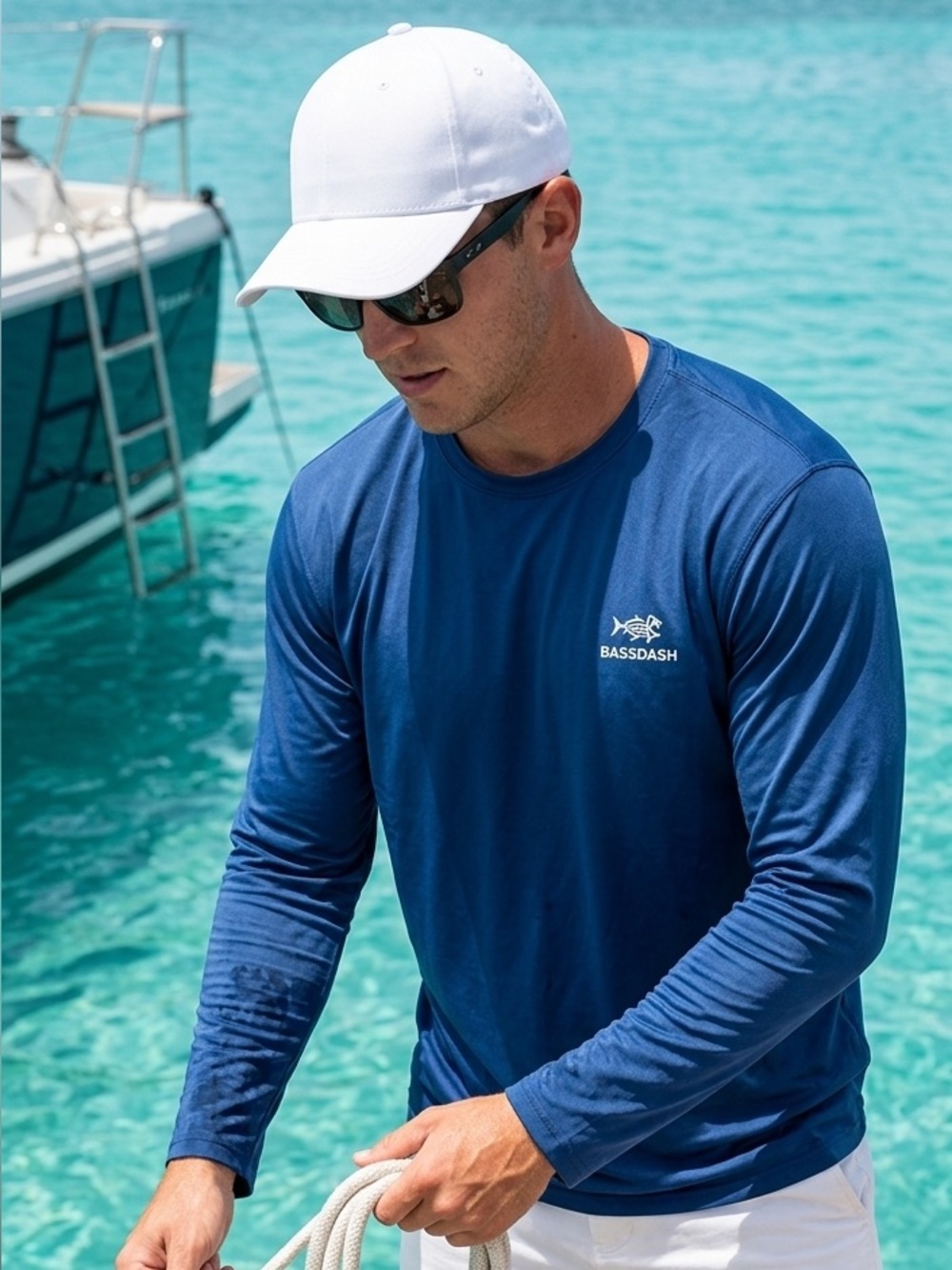 Bassdash Long Sleeve Blue Shirt for Men UV Sun Protection UPF 50+ T-Shirt XL